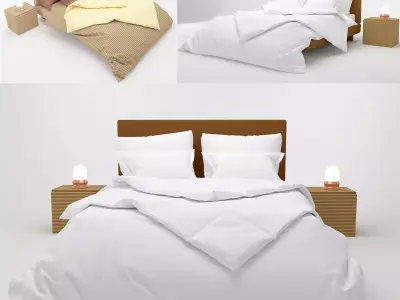 bed collection with stripes 3D model