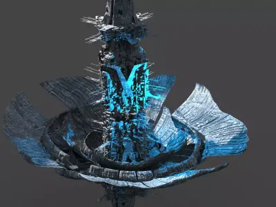 Aster Flower sci fi station exterior Low-poly 3D model