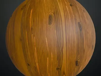 Polished Warm Oak Wood with Knots PBR Seamless Texture