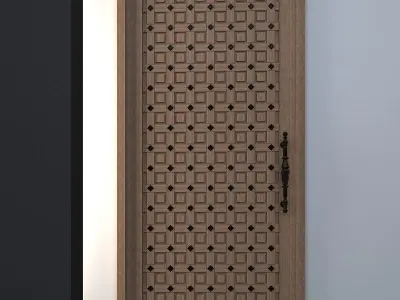 3d Door metal with pattern Low-poly 3D model