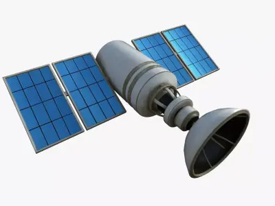Satellite D07 Dirt Blue - SciFi Space Design Low-poly 3D model