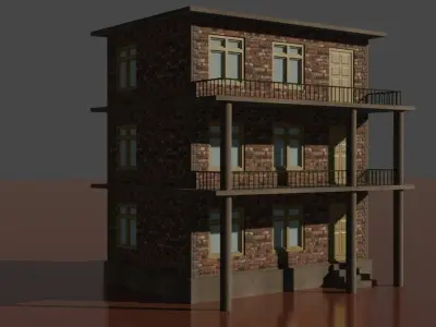 city house low poly  Low-poly 3D model