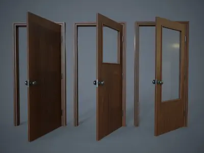 Set of three doors Low-poly 3D model