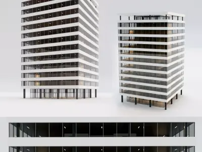 Office building Low-poly 3D model 10