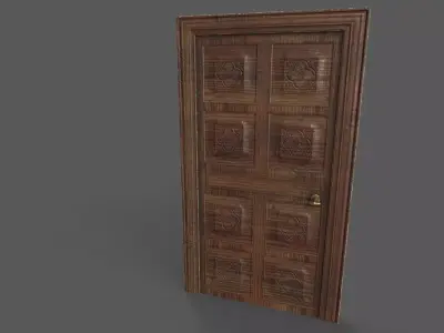 Old medieval chuch door Low-poly 3D model