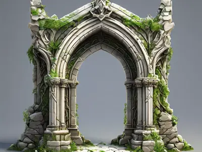 Ancient Ruined Stone Archway Low-poly 3D model