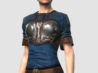 Steampunk rigged character woman Low-poly 3D model