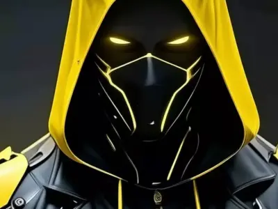 Cyberpunk Hooded Agent Black Yellow Neon 3D Character Low-poly 3D model