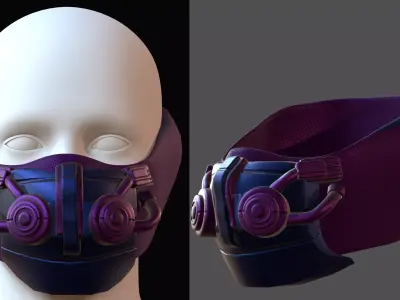 Gas mask helmet 3d model scifi Low-poly  Low-poly 3D model