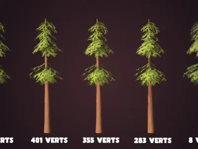 Spruce Forest - Game Ready with LODs Low-poly 3D model