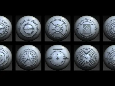 50 Sci -Fi Hologram VDM Brushes for Zbrush Vol 2 3D model