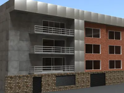 Three-storey apartment building 3D model