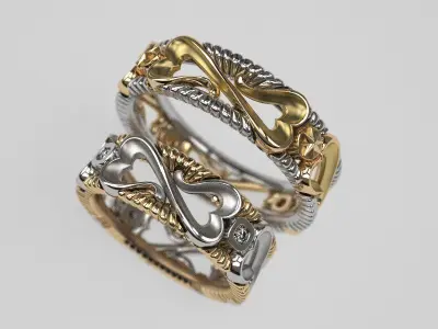 Infinity love wedding rings - original 3D print model