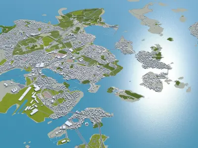 Stavanger Norway 30km Low-poly 3D model