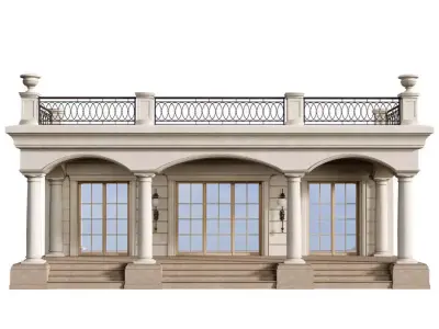 Entrance to the house porch- Facade in modern classic 3D model