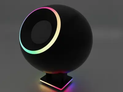 Gaming desktop speakers with rgb lights and stand Free 3D model