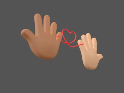 Hand with Red Line Icon v1 025 Low-poly 3D model