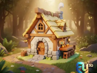 Stylized  Medieval Fantasy House -  EM-17 3D model