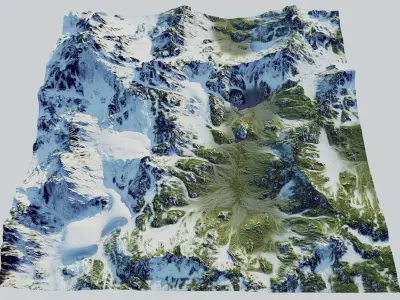 Green Hills Mountains Low-poly 3D model