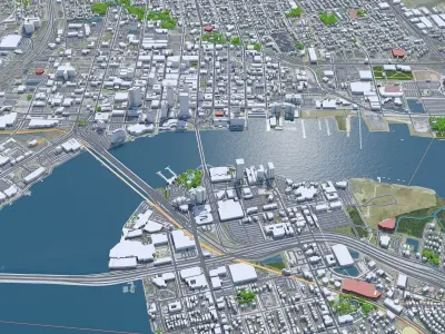 Jacksonville Downtown Florida USA Low-poly 3D model