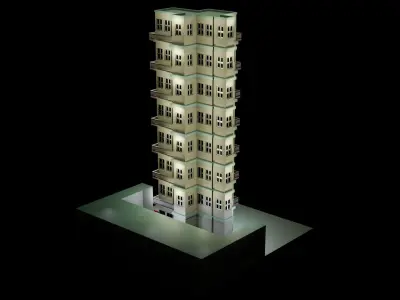 Hotel Lt8 lowpoly Low-poly 3D model