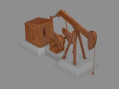 Rusty Oil Pump Jack 3D model Low-poly 3D model