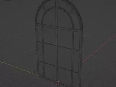 Old Wood Arched Window Free low-poly 3D model