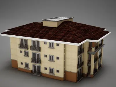 Modern Tropical Latin Mexican Beach Tower Hotel Hacienda medium 3D model