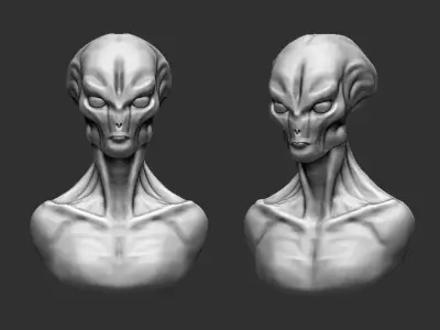 Alien Bust 7 - Detailed Humanoid 3D Print Model 3D print model