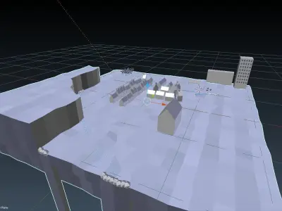 Low-Poly Town city with river and houses Low-poly 3D model