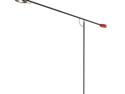 Floor lamp with a disc-shaped shade on a movable rod  3D model