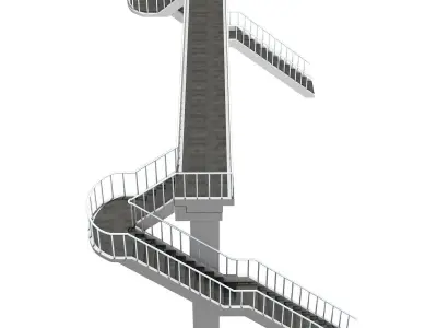 Footbridge bridge with stairs leading up to it 3D model