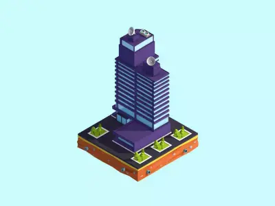 Cartoon Low Poly Business Center Low-poly 3D model