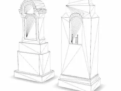 Tombstones black Low-poly 3D model