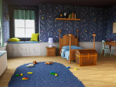 Cartoon House Vol 2 - Upper Floor - UE4 file only Low-poly 3D model