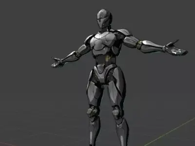 Sci-Fi Cyborg Robot Warrior Cinematic Android Character Low-poly 3D model