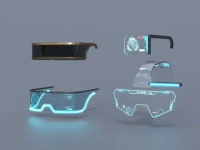 Sci-Fi Glasses Bundle 2 3D Model Pack