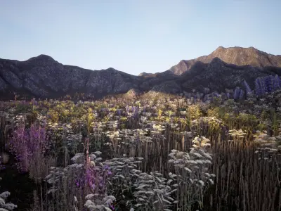Mountains And Meadows  Outdoor Environment Low-poly 3D model
