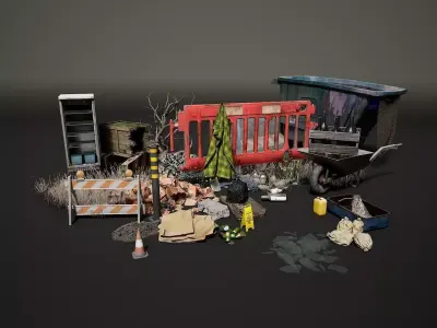 Urban Debris Props Environment Asset Low-poly 3D model