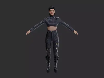 Realistic Punk Girl Character Low-poly 3D model
