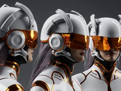 Sci-fi helmet Low-poly 3D model