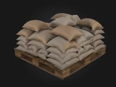 Sandbag Pallet  Tactical Readiness in Every Detail 3D model