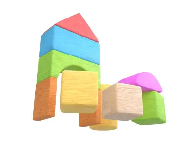 Wooden Block V1 002 Low-poly 3D model