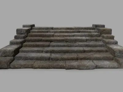 stairs 1 set of stone steps Low-poly 3D model