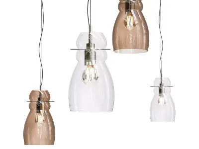 Untitled three glass pendant lights hanging 3D model