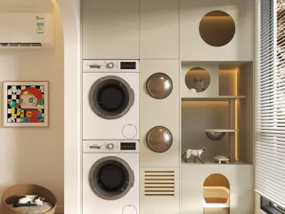 Laundry Room with Double Washing Machine 720 3D model