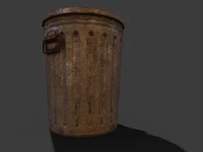 Metal Trash Can 3D Model Low-poly 3D model
