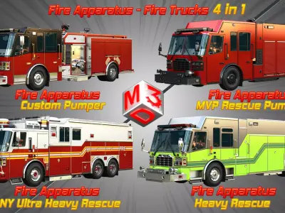 Ferrara Fire Apparatus - Fire Trucks  4 in 1 3D Model Pack
