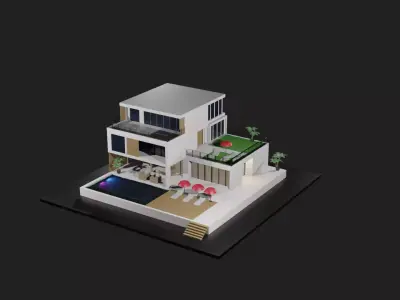 Low Poly Summer House  Low-poly 3D model