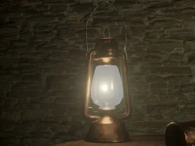 Lantern Game-ready PBR lowpoly old copper Low-poly 3D model